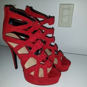 Red strappy heels